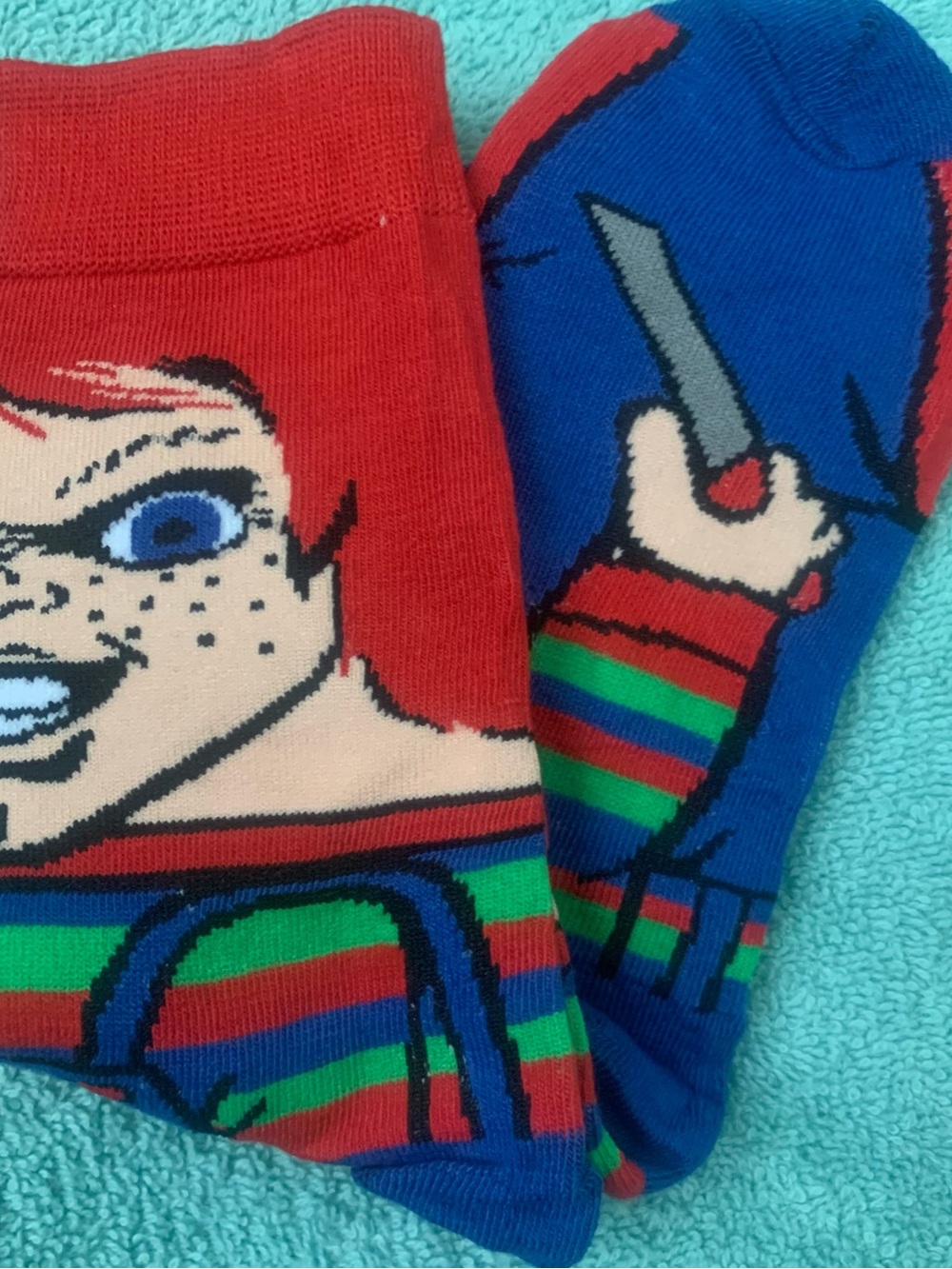 Men's Novelty Crew Socks - Multicolor Red & Blue